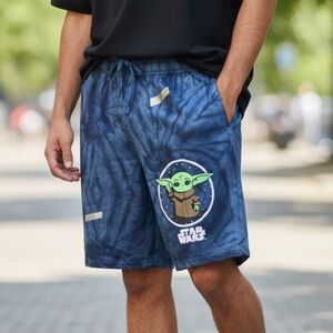 Men’s Star Wars Blue Shorts with Baby Yoda Design